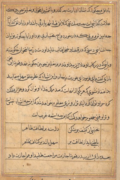 Seite aus Geschichten eines Papageis Tuti-nama: Textseite, ca. 1560 von Unbekannt