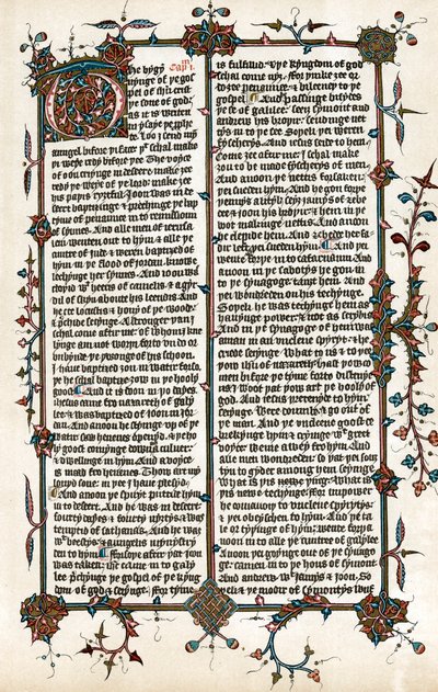 Seite aus Wycliffes Übersetzung der Bibel ins Englische, um 1400 von Unbekannt