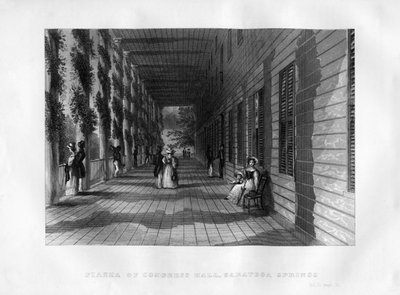Piazza der Congress Hall, Saratoga Springs, New York State, 1855 von Unbekannt