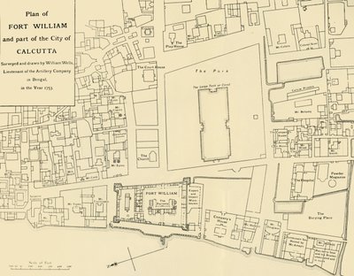 Plan von Fort William und einem Teil der Stadt Kalkutta, 1925 von Unbekannt