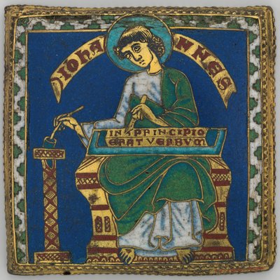 Plakette mit dem Heiligen Johannes dem Evangelisten, Deutsch, ca. 1175-1200 von Unbekannt