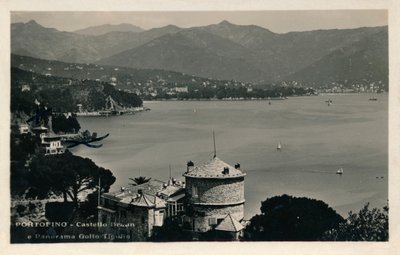 Portofino - Castello Braun und Panorama des Golfs von Tigullio, ca. 1900 von Unbekannt