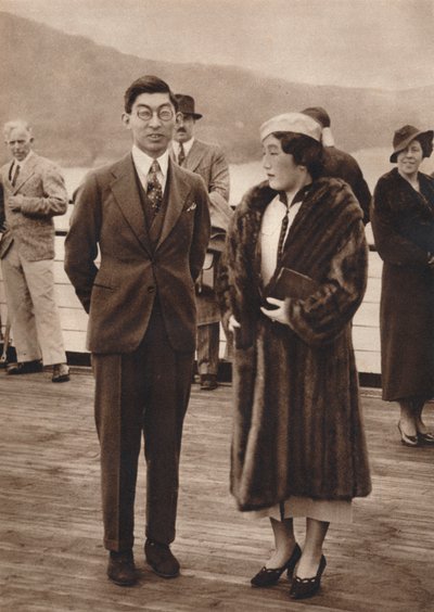 Prinz und Prinzessin Chichibu kommen auf der Queen Mary an, 12. April 1937 von Unbekannt
