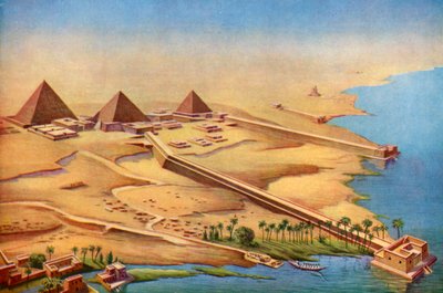 Rekonstruktion der drei Pyramiden von Abusir mit ihren Tempeln und Zugängen, 1933-1934 von Unbekannt