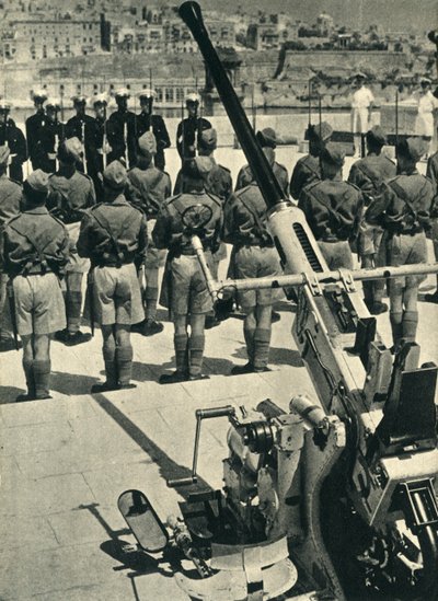 Royal Marines bei der Parade zur Feier der erfolgreichen Verteidigung Maltas, Zweiter Weltkrieg, 1943-1944 von Unbekannt