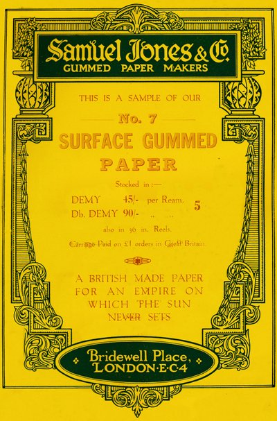 Werbung für Samuel Jones & Company Gummipapierhersteller, 1919 von Unbekannt