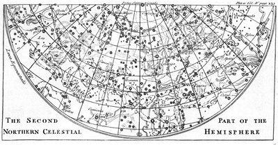 Zweiter Teil der Sternkarte der nördlichen Himmelssphäre mit Sternbildern, 1747 von Unbekannt