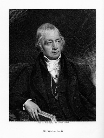Sir Walter Scott, 1. Baronet, produktiver schottischer historischer Romanautor und Dichter, 19. Jahrhundert von Unbekannt