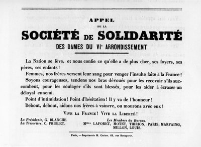 Societe de Solidarite, aus Französischen Politischen Plakaten der Pariser Kommune, Mai 1871 von Unbekannt