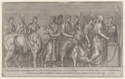 Speculum Romanae Magnificentiae: Opfer auf dem Campus Martius, 16. Jahrhundert von Unbekannt