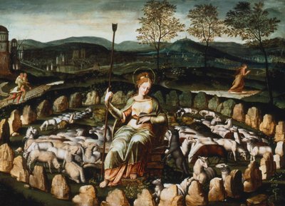 St. Genevieve hütet ihre Schafe, 16. Jahrhundert von Unbekannt
