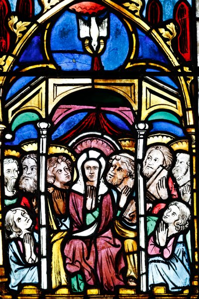 Temple Saint-Étienne Calvinistische Kirche, Glasfenster, Die Himmelfahrt Mariens, Straßburg, Frankreich von Unbekannt