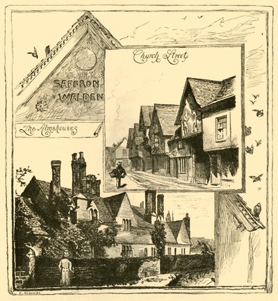 Die Armenhäuser, Audley End, und Church Street, Saffron Walden, 1898 von Unbekannt