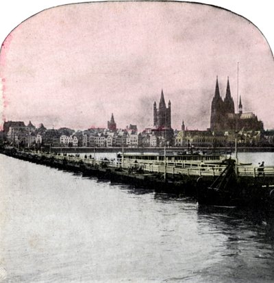 Die Bootsbrücke über den Rhein, Köln, Deutschland, frühes 20. Jahrhundert von Unbekannt