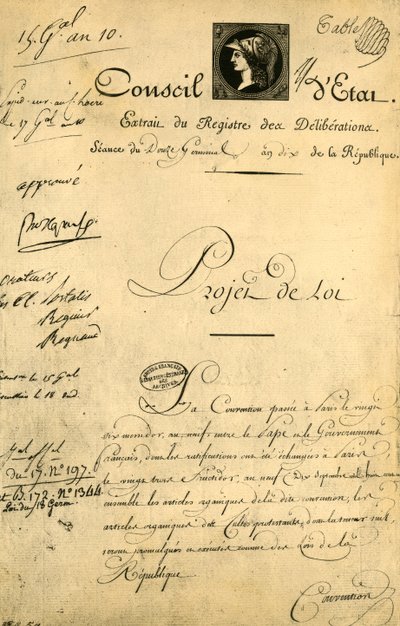 Das Konkordat und die organischen Artikel, 5. April 1802, 1921 von Unbekannt