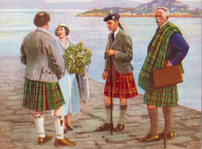 Der Herzog und die Herzogin von York, später König Georg VI. und Königin Elizabeth, bei ihrer Ankunft begrüßt von Unbekannt