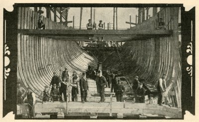Das englische Schiff, Discovery, im Bau, 1901 von Unbekannt
