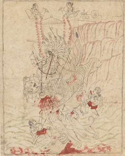 Die Göttin Durga tötet den Büffeldämon, Mahisha Mahishasura Mardini, ca. 1760 von Unbekannt
