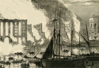 Das große Feuer am Cottons Wharf, Tooley Street, 1861 von Unbekannt