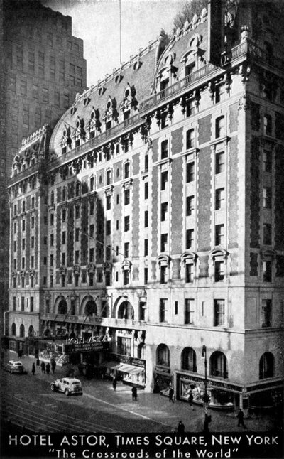 Das Hotel Astor, Times Square, New York, um 1930er Jahre von Unbekannt
