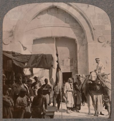 Das geschlossene Jaffa-Tor, zeigt das Nadelöhr, Jerusalem, um 1900 von Unbekannt