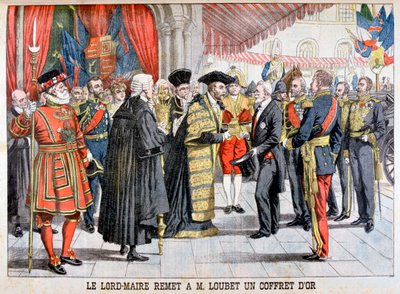 Der Bürgermeister von London überreicht Herrn Loubet eine goldene Schachtel, 1903 von Unbekannt