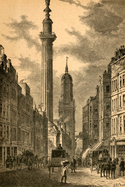 Das Monument und die Kirche St. Magnus, um 1800, 1897 von Unbekannt