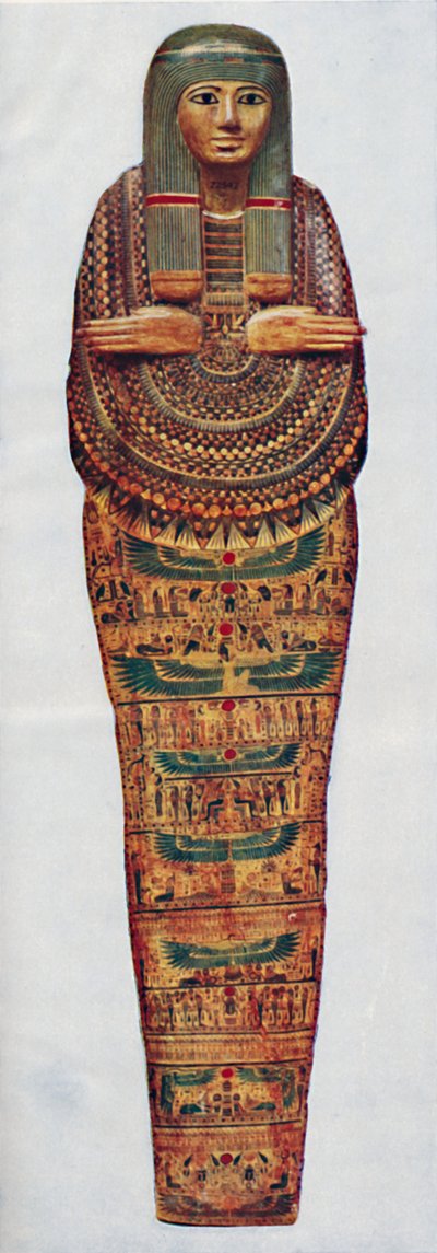 Der Mumienkasten einer Priesterin von Ammon-Ra aus dem Jahr 1600 v. Chr., um 1935 von Unbekannt
