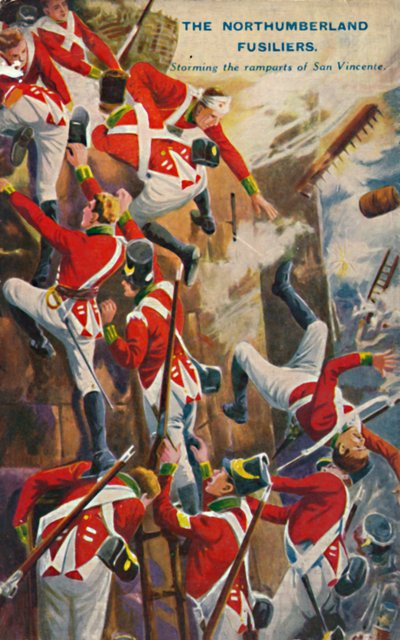 Die Northumberland Fusiliers. Erstürmung der Festungsmauern von San Vincente, 1812, 1939 von Unbekannt