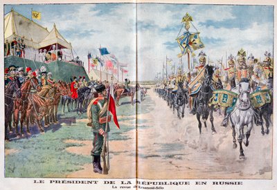 Der Präsident der Republik bei der Überprüfung russischer Truppen, Krasnoye Selo, Russland, 1914 von Unbekannt