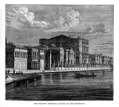 Der Hauptpalast des Sultans am Bosporus, Türkei, 19. Jahrhundert von Unbekannt