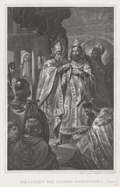 Die Krönung von Balduin I am Weihnachtstag 1100, 19. Jahrhundert von Unbekannt