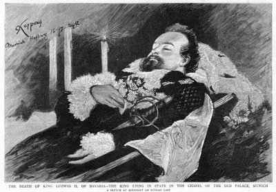 Der Tod von König Ludwig II. von Bayern 1845-1886, 1886 von Unbekannt