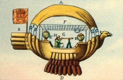 Das fliegende Schiff von Bartolomeu de Gusmao, um 1709, 1932 von Unbekannt