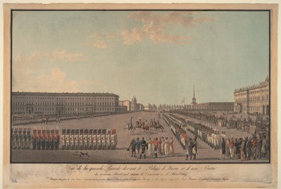 Die Parade vor dem Winterpalast in St. Petersburg, 1799 von Unbekannt