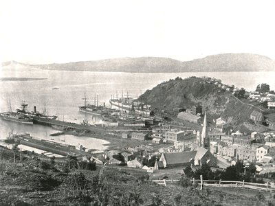 Die Stadt und der Hafen, Port Chalmers, Neuseeland, 1895 von Unbekannt