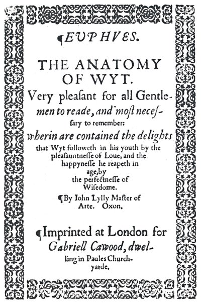 Titelseite von John Lylys Euphues oder Die Anatomie des Witzes, Erstausgabe, 1579, 1942 von Unbekannt