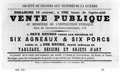 Öffentlicher Verkauf, aus französischen politischen Plakaten der Pariser Kommune, Mai 1871 von Unbekannt