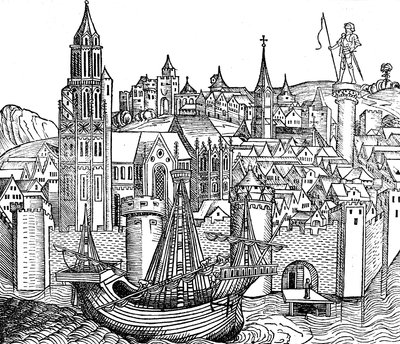 Ansicht der befestigten Stadt von Unbekannt