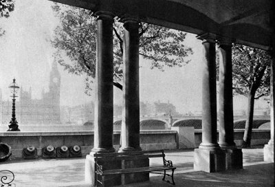 Westminster Bridge und Big Ben von der Terrasse des St. Thomas Hospitals, 1926-1927 von Unbekannt