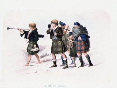Auf dem Weg zur Schule von R.R. McIan (kolorierte Lithografie) von Unbekannt Unbekannt