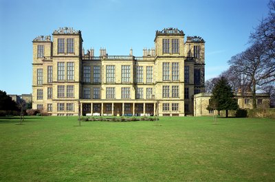 Hardwick Hall, Außenansicht, erbaut 1590-97, Derbyshire, UK von Unbekannt Unbekannt