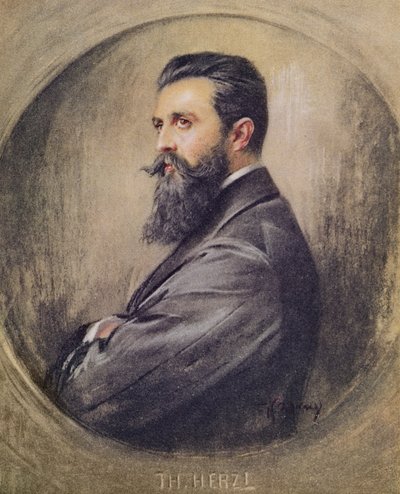 Porträt von Theodor Hertzl (1860-1904) von Unbekannt Unbekannt