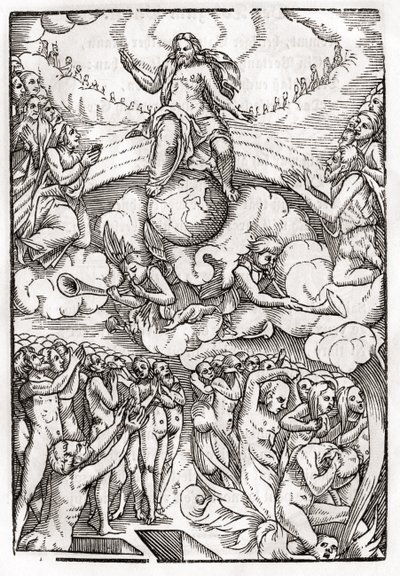 Das Jüngste Gericht, basierend auf einem Holzschnitt von Hans Holbein dem Jüngeren (1497-1543), aus 