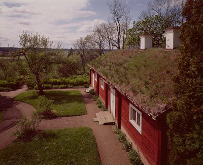 Blick auf das Haus und die Gärten von Carl Linnaeus, Hammarby, Uppsala, Schweden von Unbekannt Unbekannt