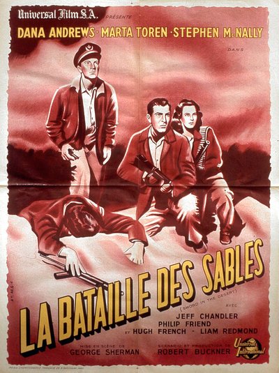 Filmplakat La bataille des sables von George Sherman mit Dana Andrews, Marta Toren und Stephen McNally 1949 von Unbekannt