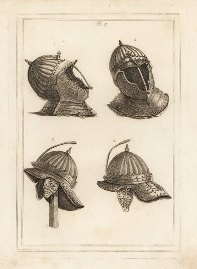 Barhelm und Helm des Herzogs von Monmouth mit einer Federstütze von Unbekannt