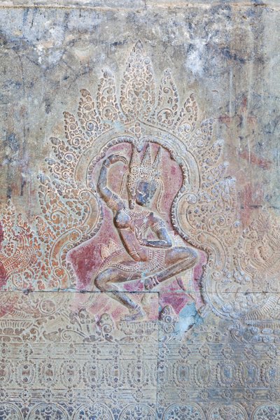 Tanzende Apsara-Relief an der äußeren Westwand, Angkor Wat, Kambodscha von Unbekannter Künstler