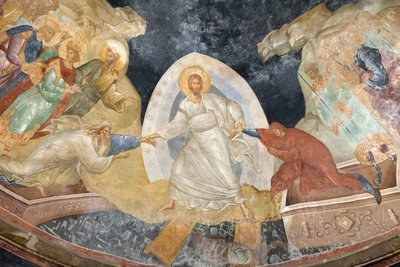 Detail des Anastasis-Freskos, Kirche des Heiligen Erlösers in Chora, Parekklesion von Unbekannter Künstler