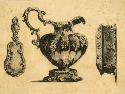 Gravur, die drei Schönheitsaccessoires von Prinz Pavel (Paul) Grigoryevich Demidoff (1738-1821) darstellt von Unbekannt
